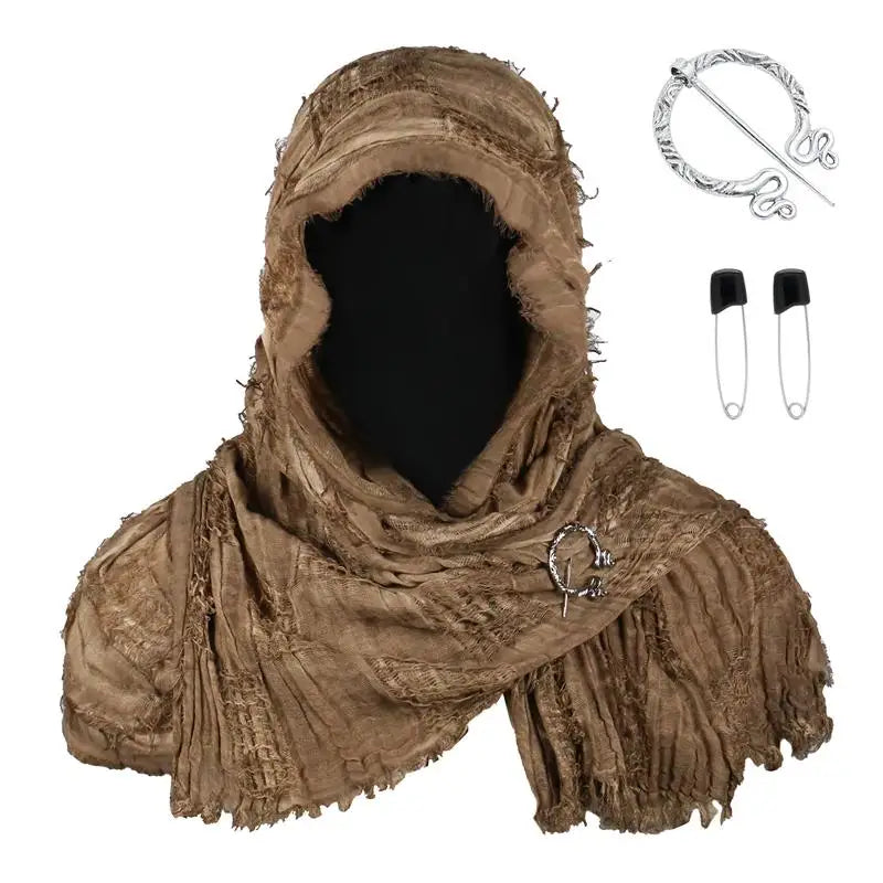 Techwear Style Ripped Tassel Punk Vintage Scarf