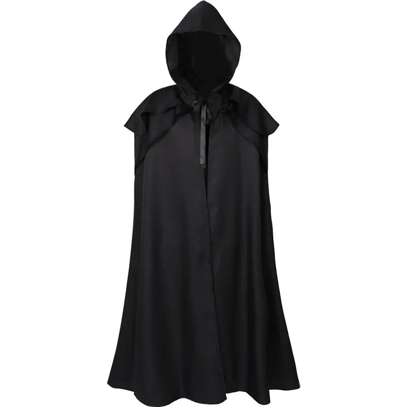 Medieval Vintage Hooded Loose Black Cloak