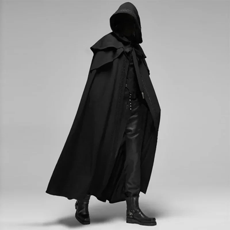 Medieval Vintage Hooded Loose Black Cloak