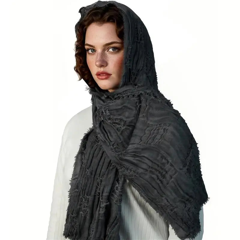 Techwear Style Ripped Tassel Punk Vintage Scarf