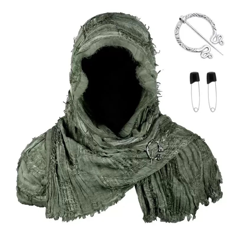 Techwear Style Ripped Tassel Punk Vintage Scarf
