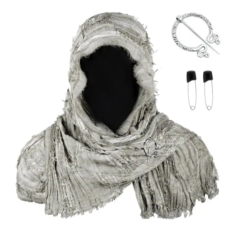 Techwear Style Ripped Tassel Punk Vintage Scarf