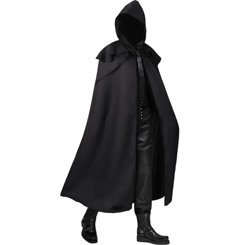Medieval Vintage Hooded Loose Black Cloak