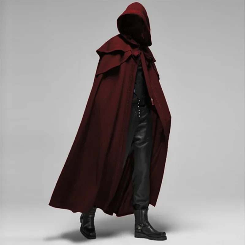 Medieval Vintage Hooded Loose Black Cloak