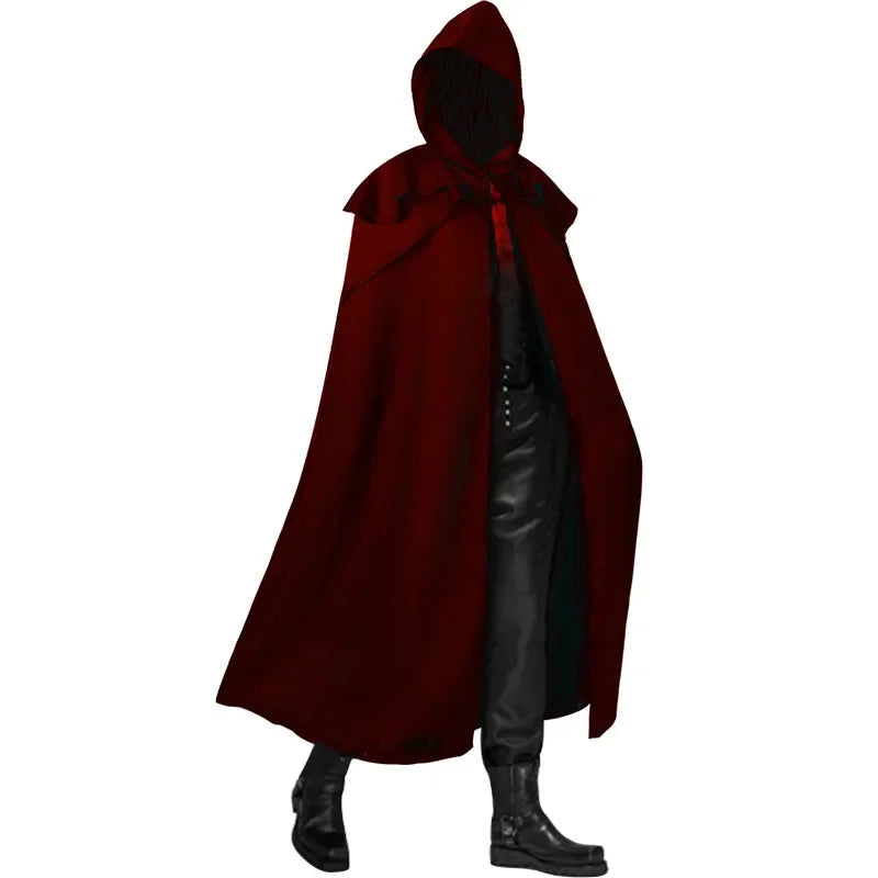 Medieval Vintage Hooded Loose Black Cloak