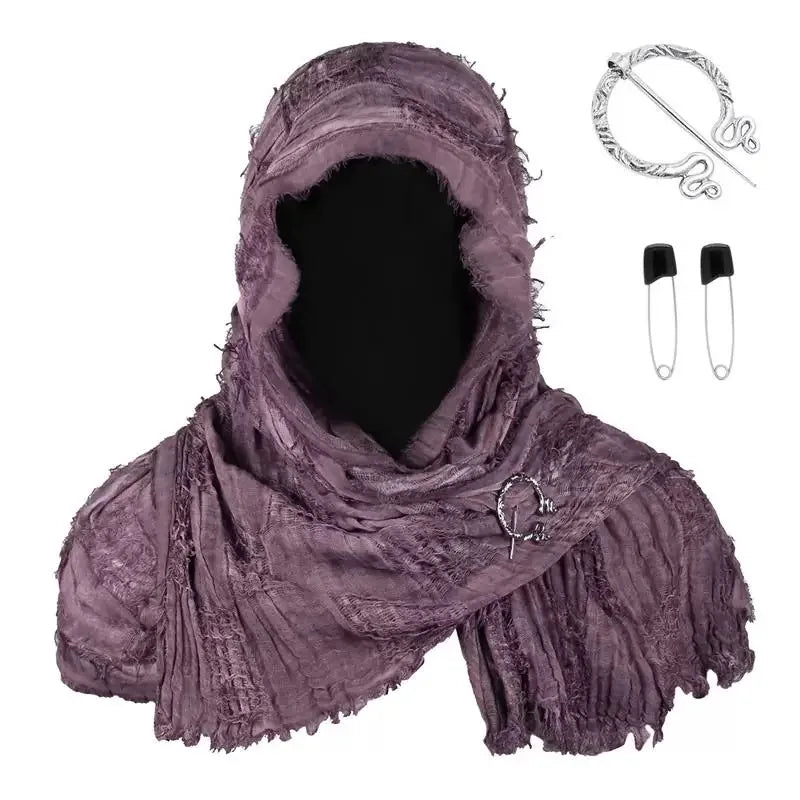 Techwear Style Ripped Tassel Punk Vintage Scarf