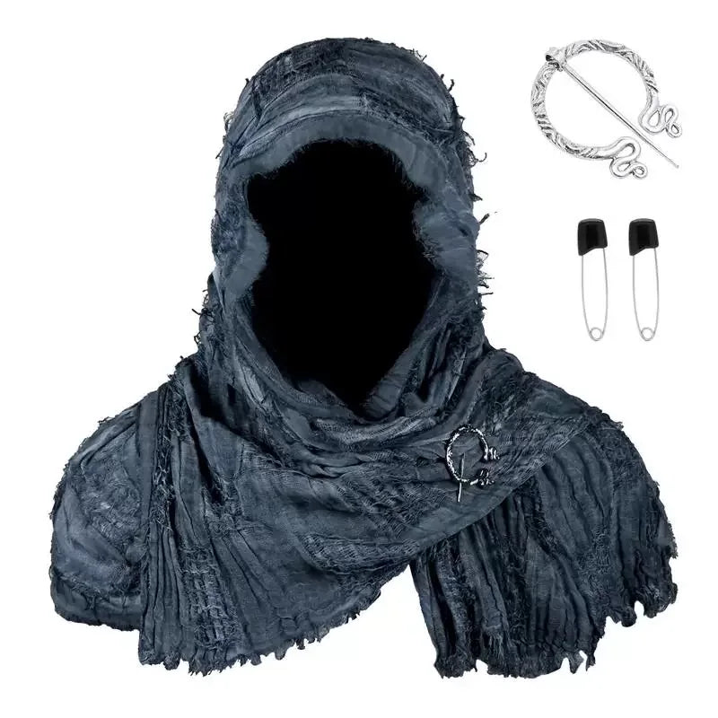 Techwear Style Ripped Tassel Punk Vintage Scarf