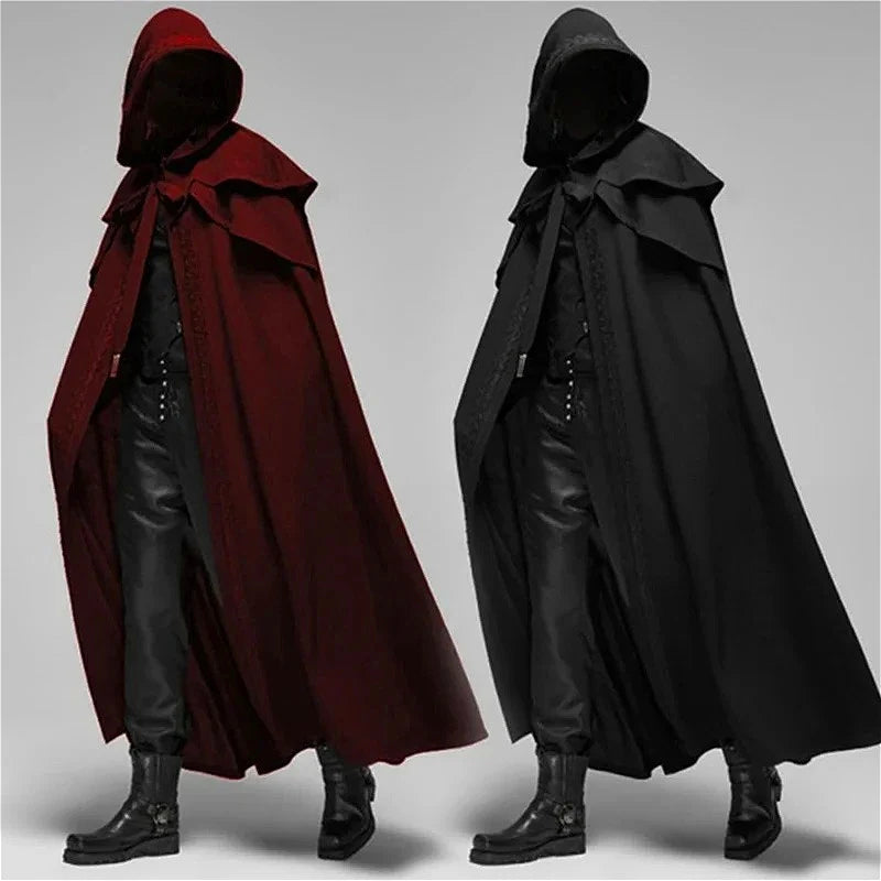 Medieval Vintage Hooded Loose Black Cloak
