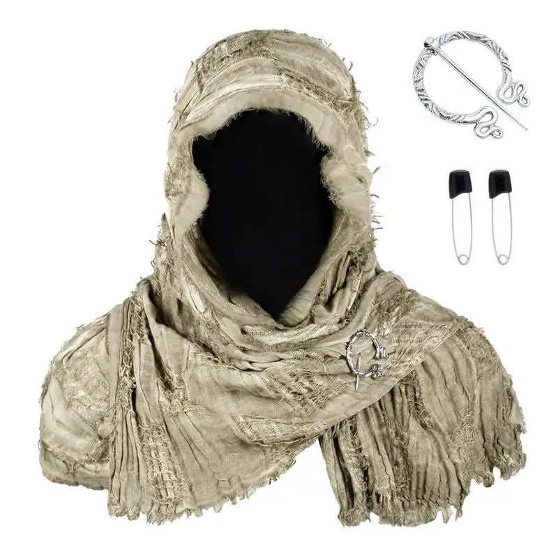Techwear Style Ripped Tassel Punk Vintage Scarf