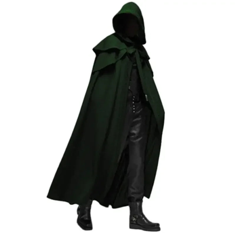 Medieval Vintage Hooded Loose Black Cloak