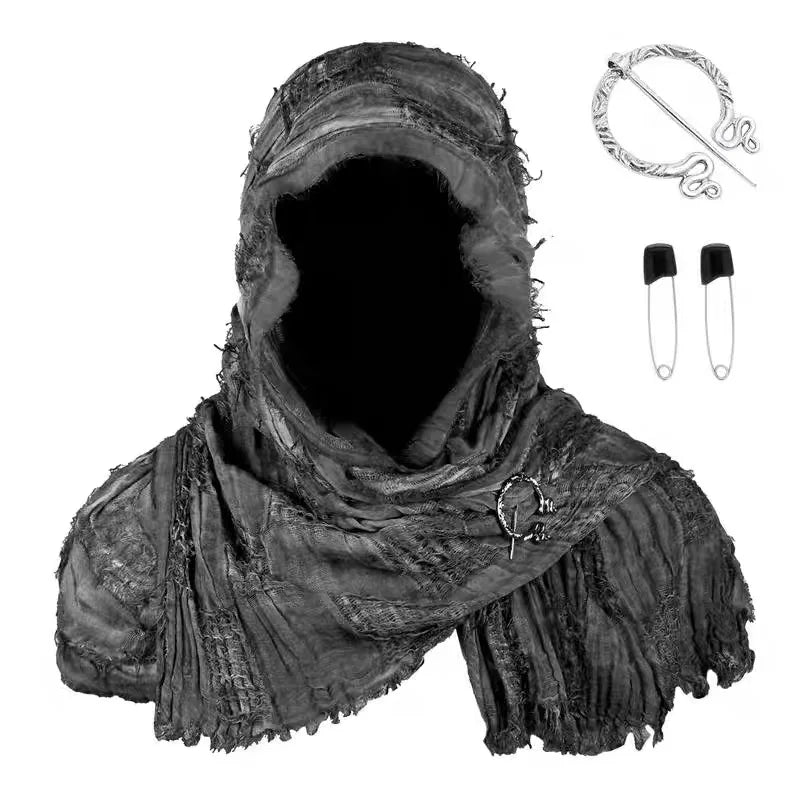 Techwear Style Ripped Tassel Punk Vintage Scarf
