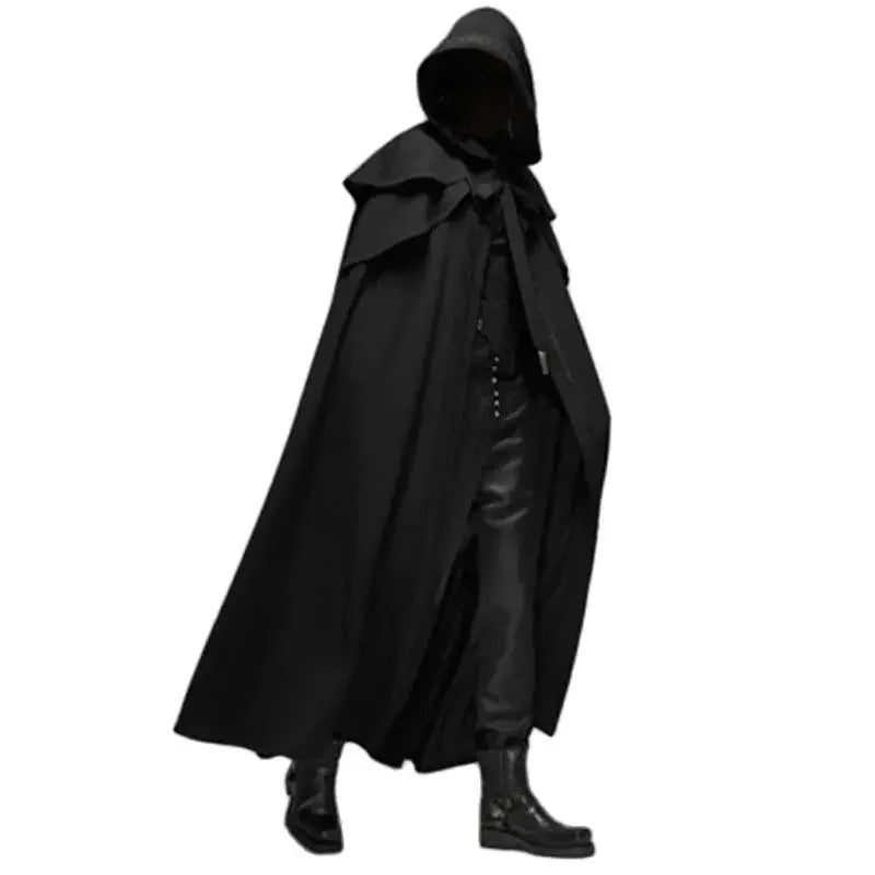 Medieval Vintage Hooded Loose Black Cloak
