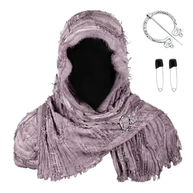 Techwear Style Ripped Tassel Punk Vintage Scarf